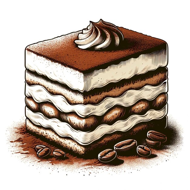 Traditional japanese food tiramisu illustration design