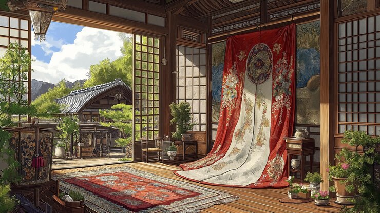 Photo 庭の景色のある伝統的な日本の家屋のインテリア