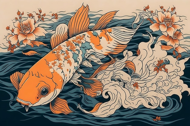 Koi fish tattoo vector illustration design art  Stock Illustration  63325392  PIXTA