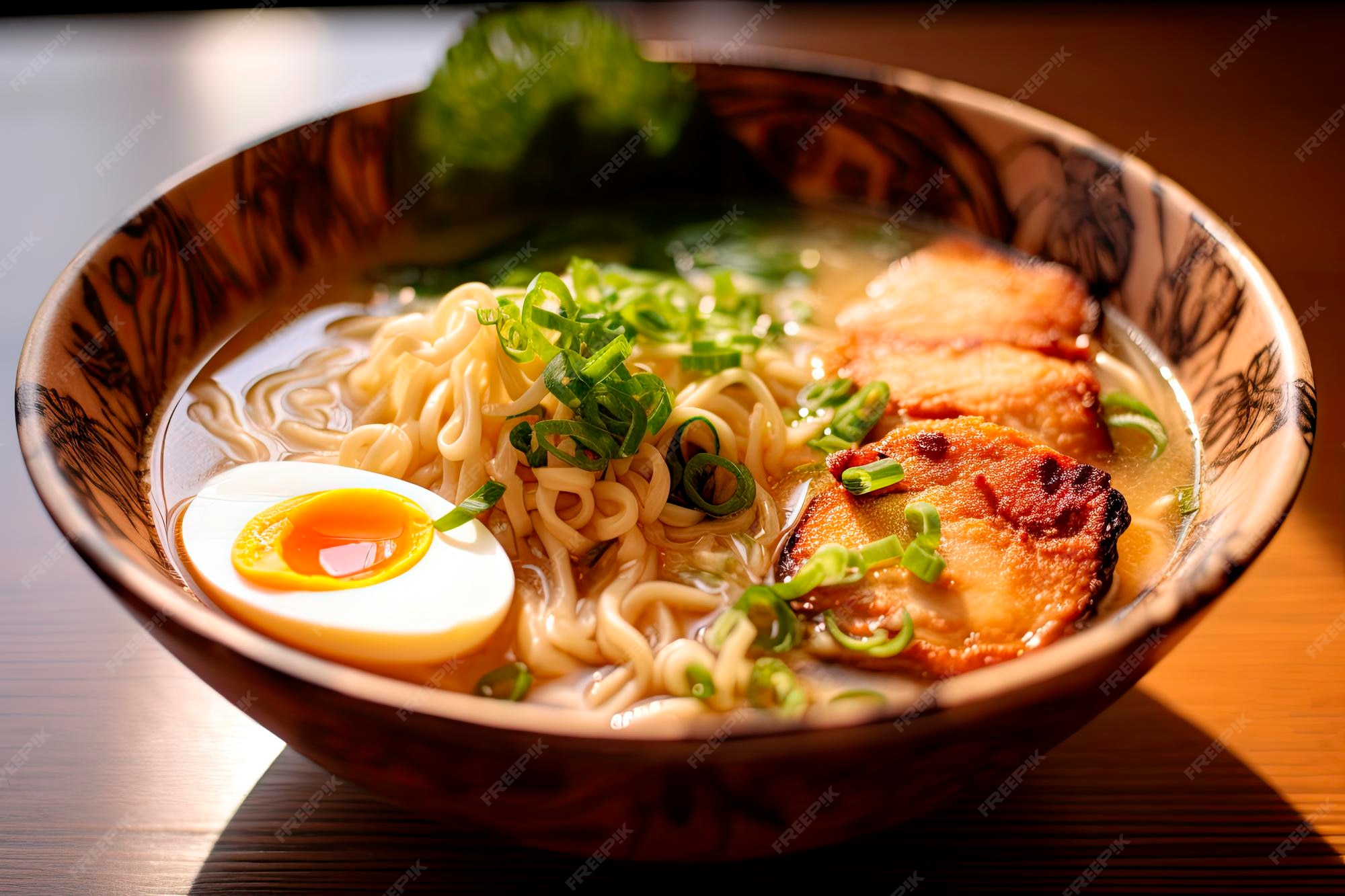 Premium AI Image Traditional Japanese Ramen Bowl Closeup Generated By AI premium-ai-image-traditional-japanese-ramen-bowl-closeup-generated-by-ai