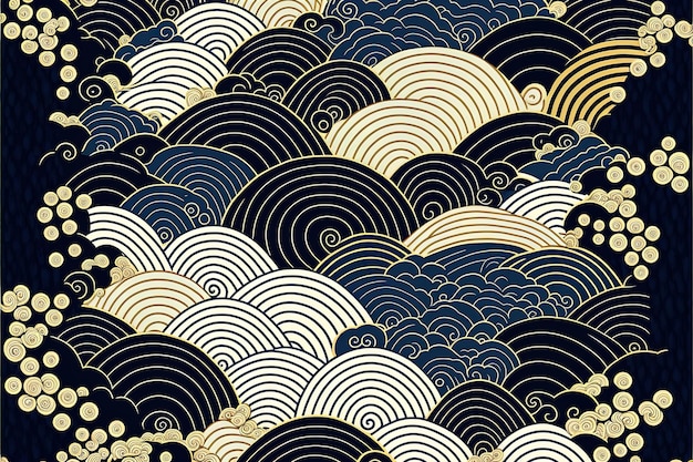 Traditional japanese style simple line waves background