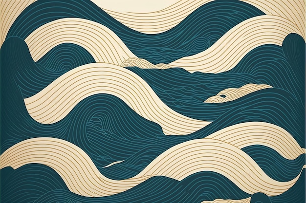 Traditional japanese style simple line waves background