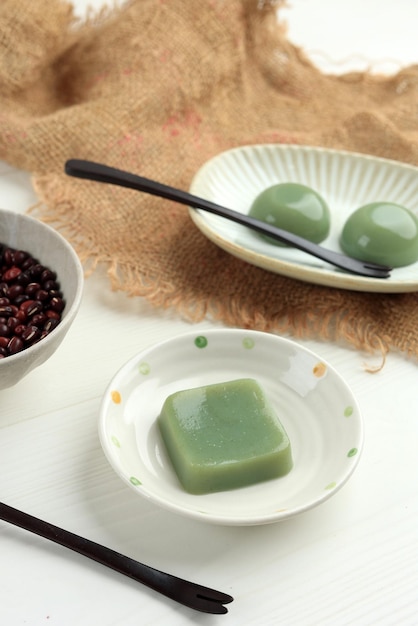 Traditional Japanese Sweets Matcha Mizu Yokan Greentea Flavour Sweet Bean Jelly