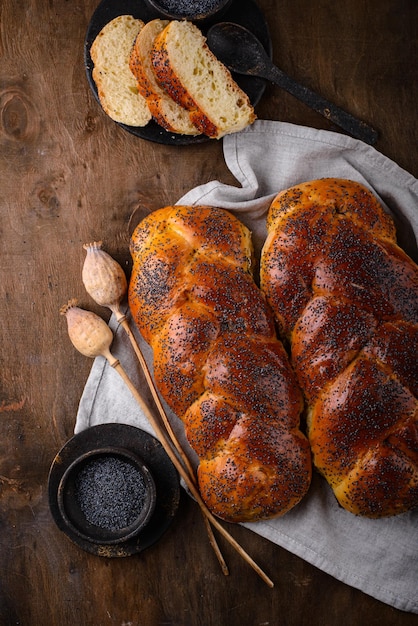 Traditional jewish sabbath challah bread