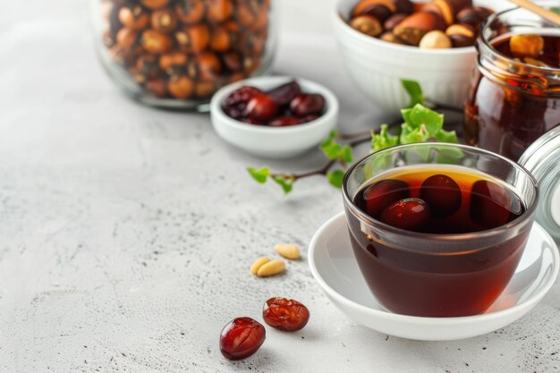 Traditional Korean Jujube Tea with Pine Nuts and Fruits