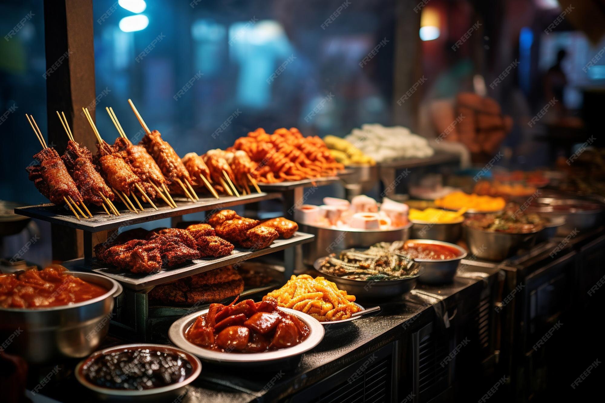 Premium Photo | A Traditional Korean Market Stall with Street Food