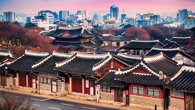 Traditional korean style architecture in seoul korea