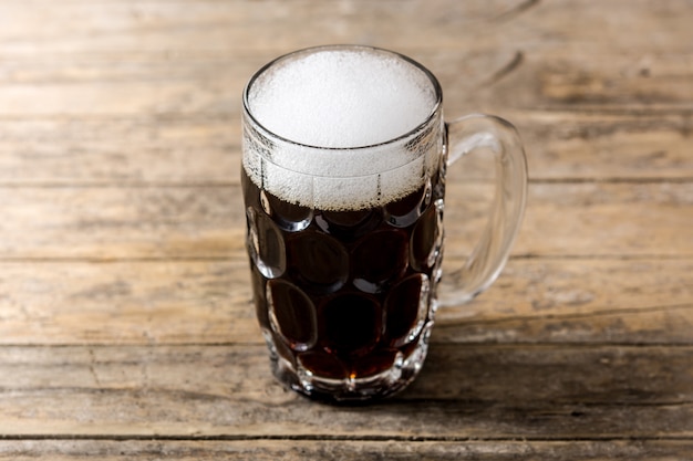 Traditional kvass beer mug with rye bread