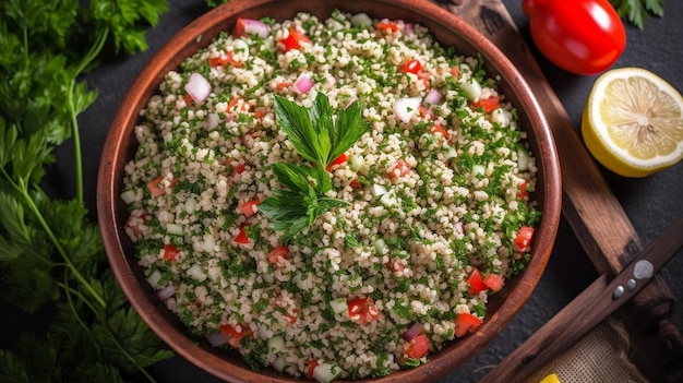 Photo traditional lebanese salad tabouli tabule