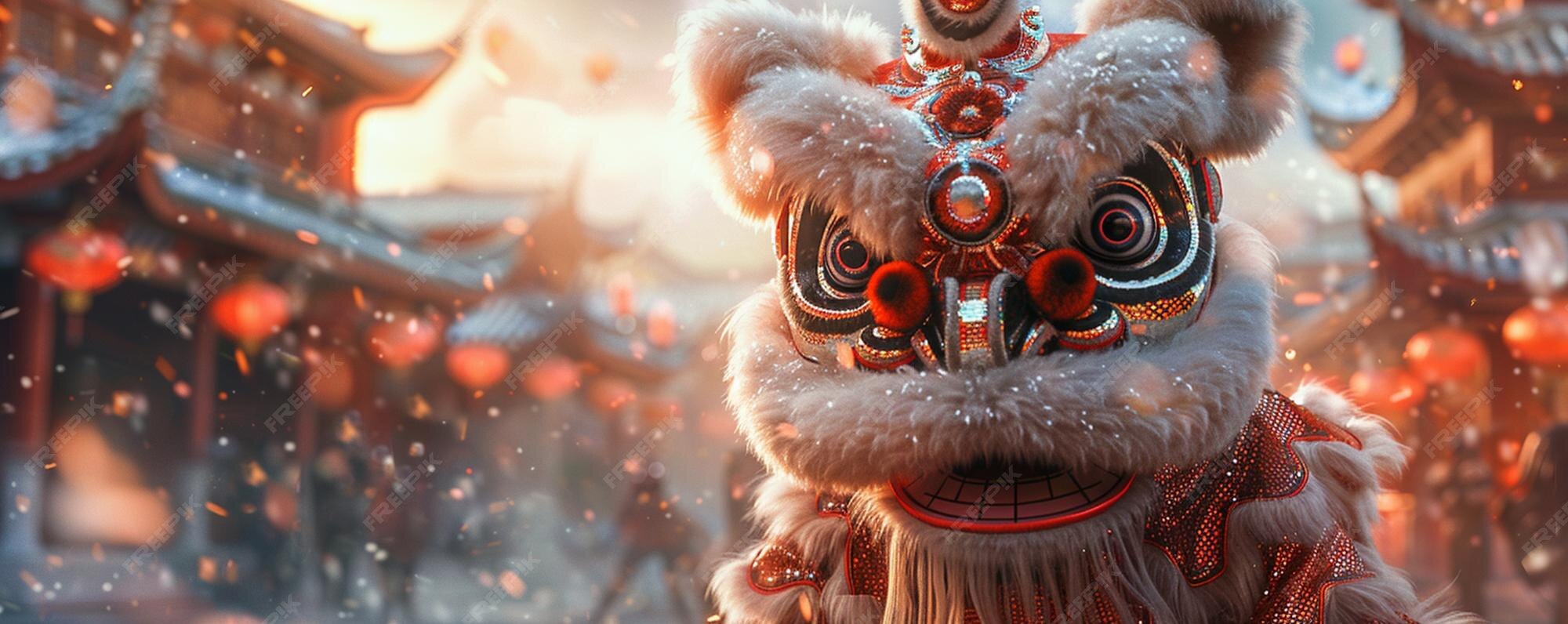 Premium Photo | A Traditional Lion Dance Performance Bringing Luck
