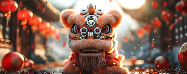 Premium Photo | A Traditional Lion Dance Performance Bringing Luck