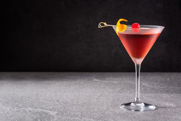 Traditional Manhattan cocktail with cherry