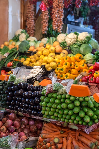 Traditional market of fresh fruits and vegetables