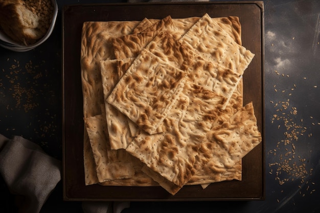 Pane matzah tradizionale un alimento consumato durante la pasqua generativo ai