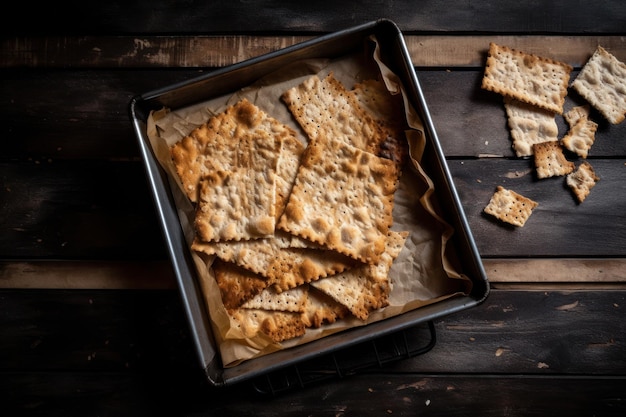 Traditional matzah bread a food eaten during passover Generative ai