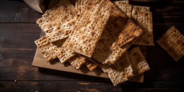 Traditional matzah bread a food eaten during passover
