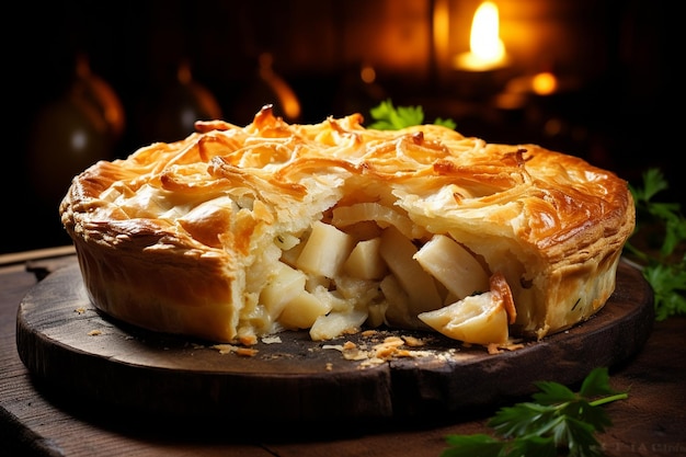 A traditional meat and potato pie