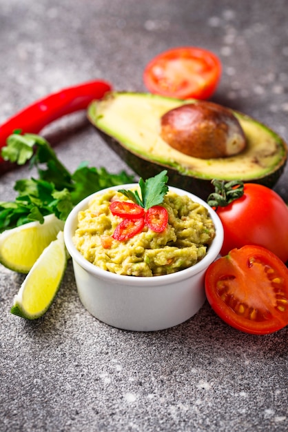 Traditional Mexican avocado sauce guacamole