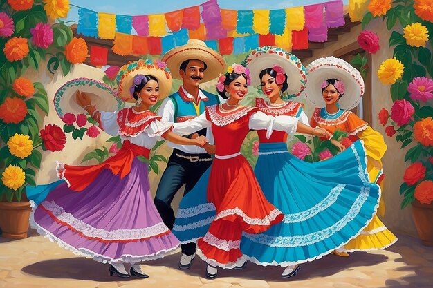 Photo traditional mexican dancers