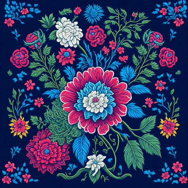 Photo traditional mexican embroidery pattern featuring intricate and delicate floral motifs