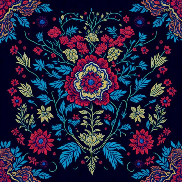 traditional Mexican embroidery pattern featuring intricate and delicate floral motifs