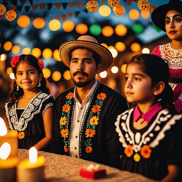 Traditional mexican family celebrations of the day of the dead