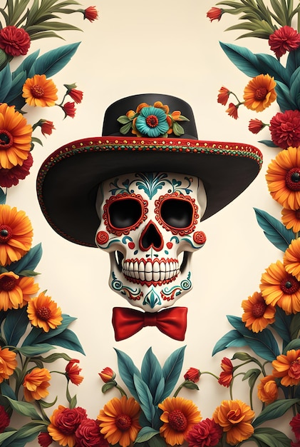 죽은 설탕 두개골의 전통적인 멕시코 축제