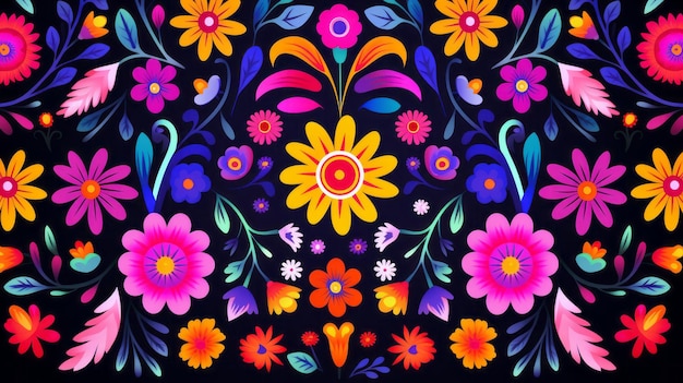 Traditional Mexican floral pattern Vibrant Spirit of Mexico with Authentic flowers pattern