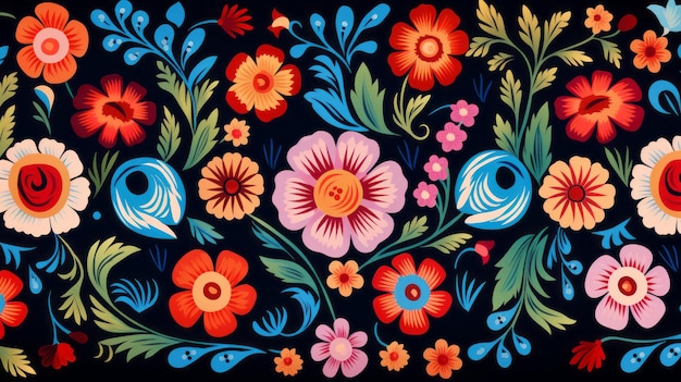 Traditional Mexican floral pattern Vibrant Spirit of Mexico with Authentic flowers pattern