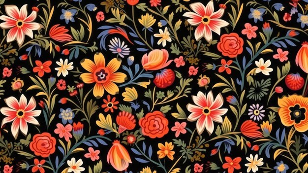 Traditional Mexican floral pattern Vibrant Spirit of Mexico with Authentic flowers pattern