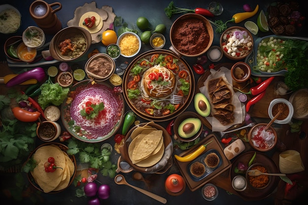 Traditional Mexican Food Spread for Cinco de Mayo