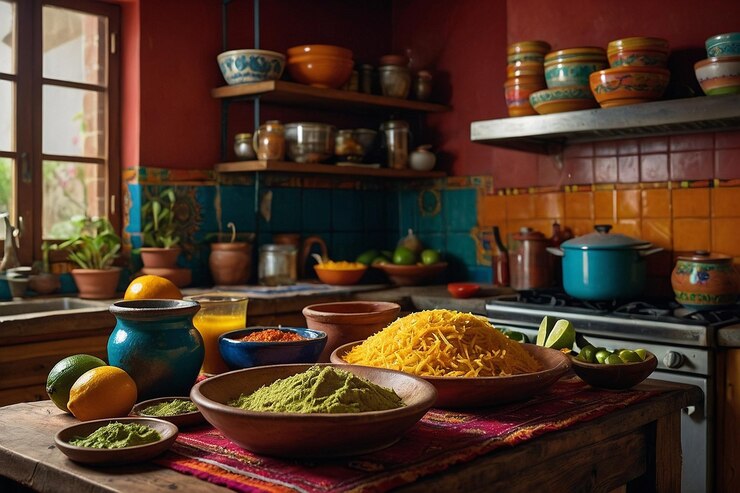 Photo traditional mexican market scene with