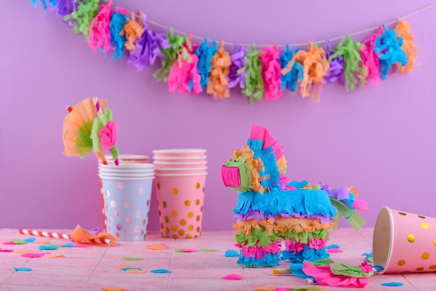 traditional mexican pinata in shape of donkey
