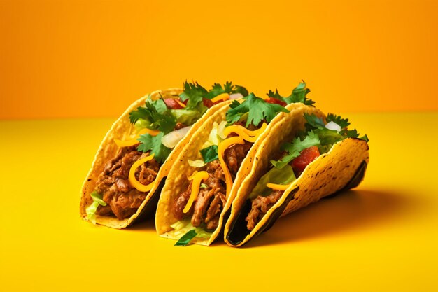 Traditional mexican tacos with meat and vegetables Generative AI