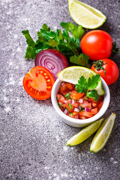 Traditional mexican tomato salsa sauce