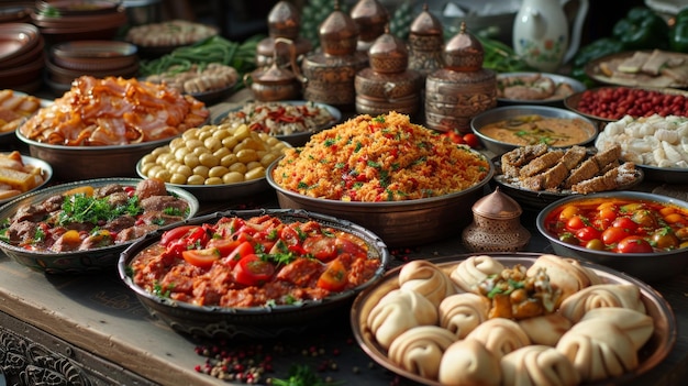 Traditional Middle Eastern food of Arabic cuisine for the Eid al adha holiday