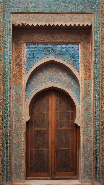 Photo traditional moroccan mosaic geometric pattern on the facade of a house in meknes