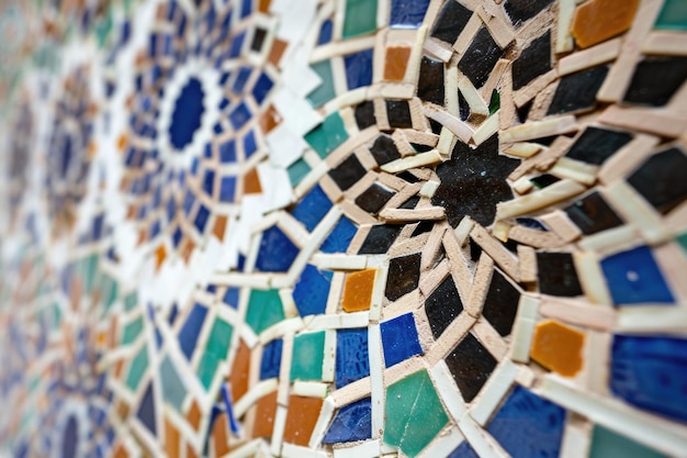 Photo traditional moroccan mosaic tiles with harmonious patterns and colors