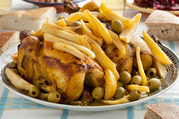 Traditional moroccan stuffed chicken