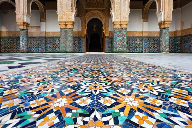 Photo traditional mosaic tiles known as zellige in morocco hassan ii mosque casablanca