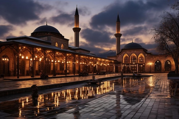 Traditional Mosque Architecture at Dusk