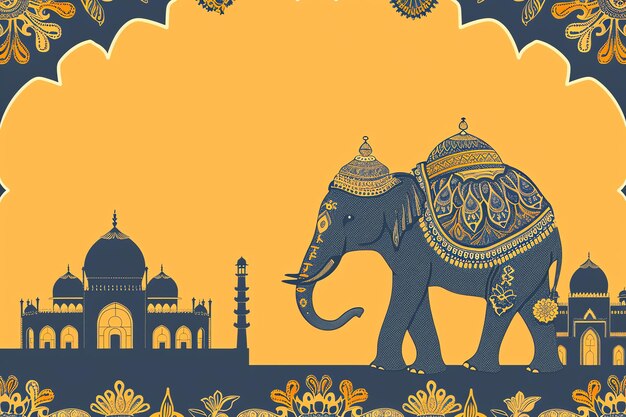 Photo traditional mughal elephant indian illustration background