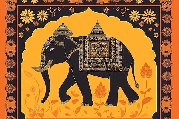 Photo traditional mughal elephant indian illustration background
