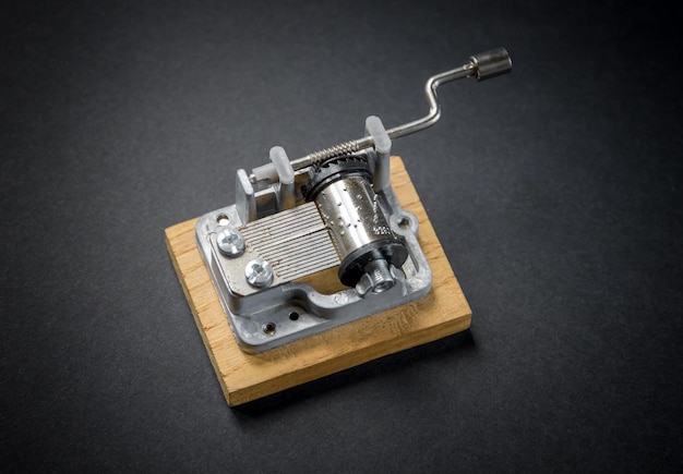 Traditional music box isolated on black