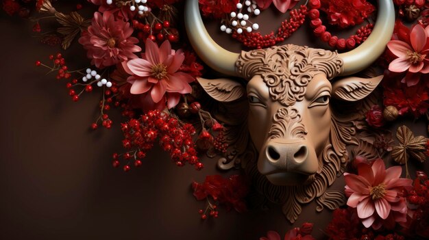 Traditional New Year Chinese Ox Copy Space Happy New Year Background Hd Background