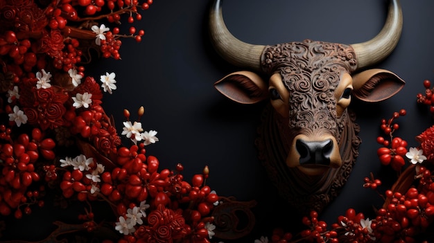 Traditional New Year Chinese Ox Copy Space Happy New Year Background Hd Background