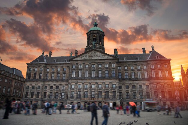 Photo traditional old buildings in amsterdam