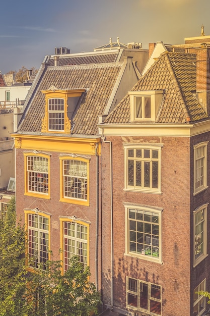 Traditional old buildings in Amsterdam