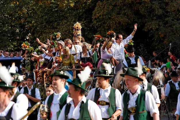 Traditional opening parade Oktoberfest Munich beer festival Bavaria Germany