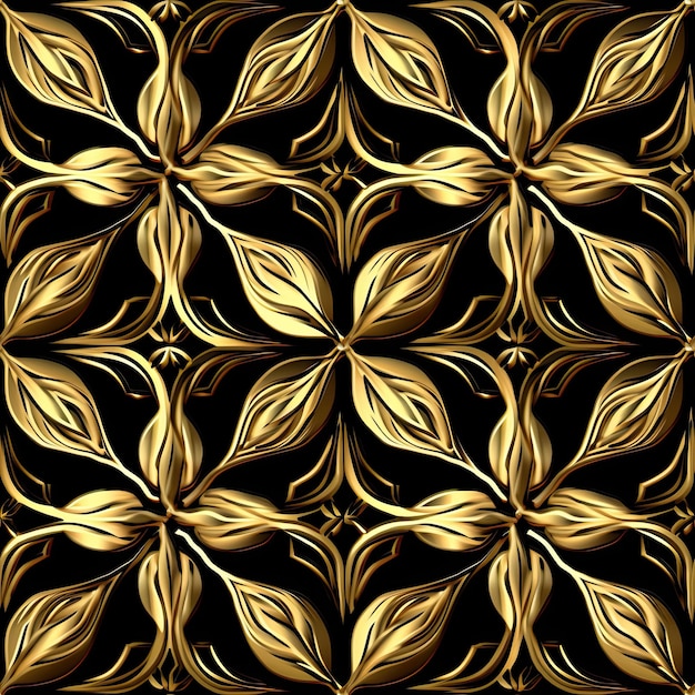 traditional ornament pattern in kirigami style on black background